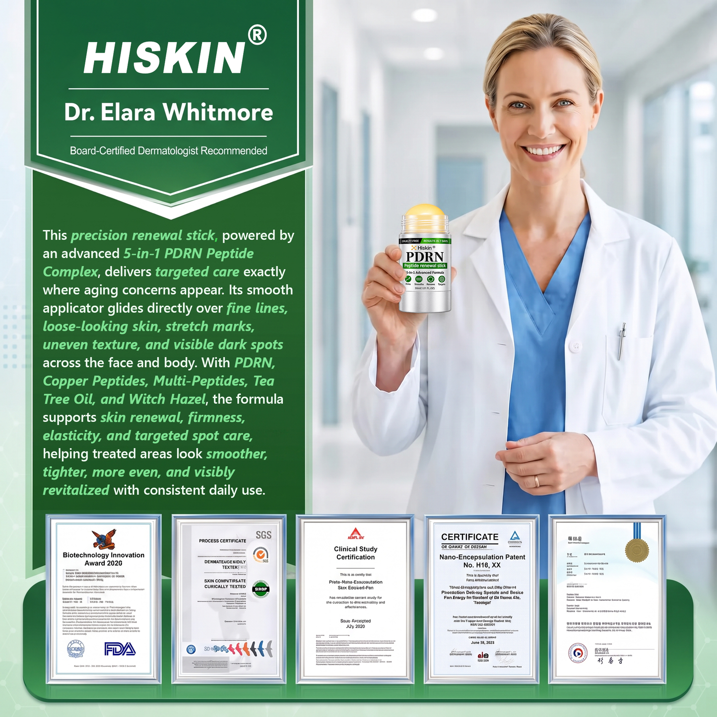 𝑯𝙞𝙨𝙠𝙞𝙣® 🧬𝑷𝑫𝑹𝑵 𝑨𝒏𝒕𝒊-𝑨𝒈𝒊𝒏𝒈 & 𝑻𝒂𝒓𝒈𝒆𝒕𝒆𝒅 𝑺𝒑𝒐𝒕 𝑹𝒆𝒏𝒆𝒘𝒂𝒍 𝑺𝒕𝒊𝒄𝒌（𝑯𝒆𝒍𝒑𝒔 𝑺𝒎𝒐𝒐𝒕𝒉 𝑾𝒓𝒊𝒏𝒌𝒍𝒆𝒔, 𝑺𝒖𝒑𝒑𝒐𝒓𝒕 𝑭𝒊𝒓𝒎𝒆𝒓-𝑳𝒐𝒐𝒌𝒊𝒏𝒈 𝑺𝒌𝒊𝒏, 𝒂𝒏𝒅 𝑰𝒎𝒑𝒓𝒐𝒗𝒆 𝑻𝒉𝒆 𝑨𝒑𝒑𝒆𝒂𝒓𝒂𝒏𝒄𝒆 𝑶𝒇 𝑽𝒊𝒔𝒊𝒃𝒍𝒆 𝑺𝒑𝒐𝒕𝒔）